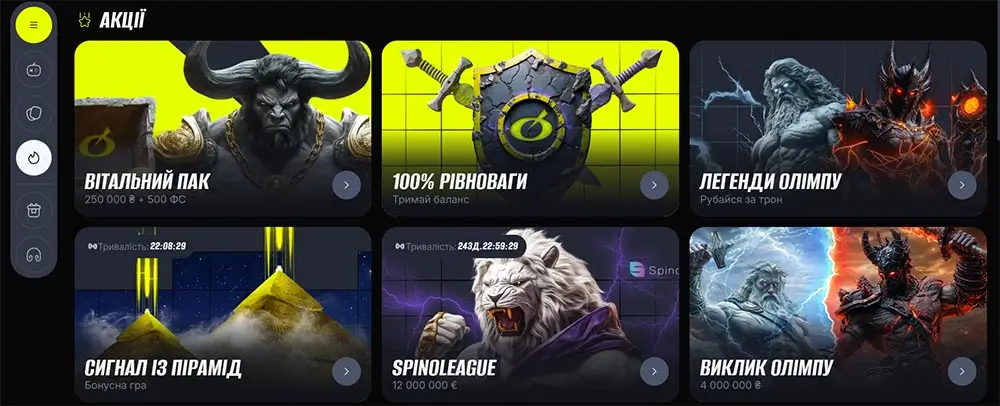 Промоакції казино Beton — Вітальний пак та бонус 100% рівноваги